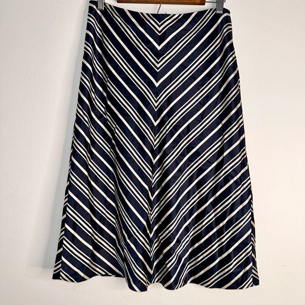 Vintage Pendleton 100% Silk Chevron Midi Skirt Women’s 12 Timeless Preppy - Picture 13 of 13